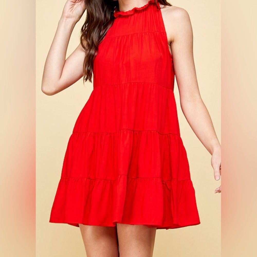 Pinch “Bianca” tiered sleeveless dress. High neck, fabulous bow in back.